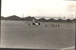 1985 car at Solo event with rad shrouds visible